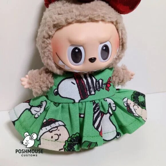 Peanuts Snoopy Holiday Christmas Dress with Bow Labubu Outfit - Picture 4 of 7